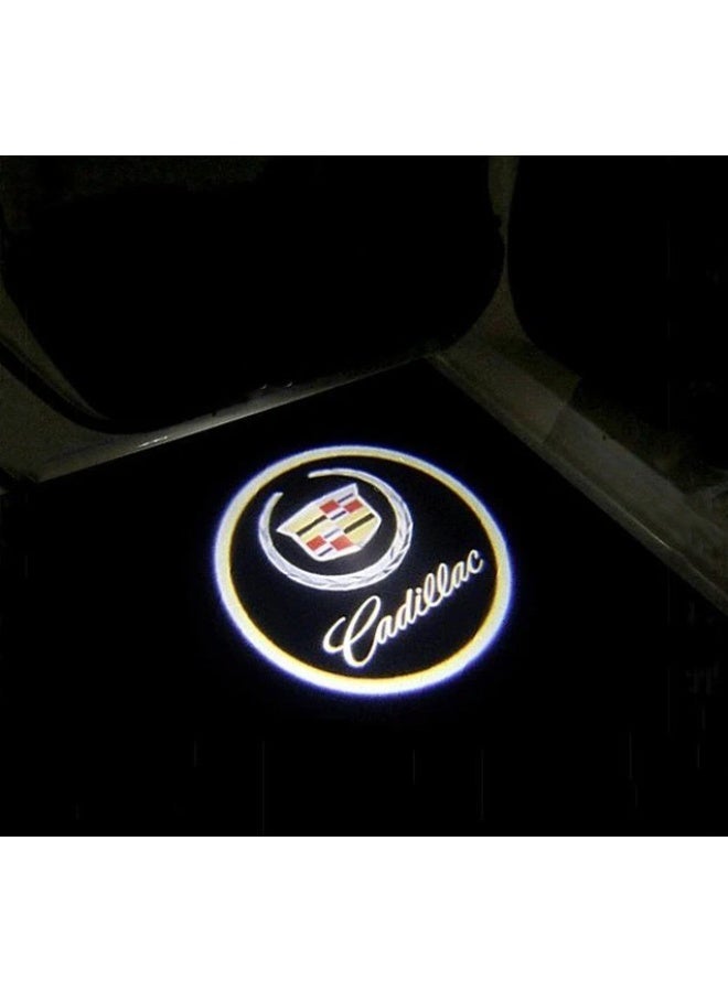 Vierex 2PCS Wireless LED Car Door Welcome Light for Cadillac, Laser Logo Projector Courtesy Warning Lamp, Atmosphere Ghost Shadow Light, Battery Powered (AAA, Battery Not Included) - Image 1